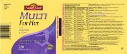 Label for Multi For Her With Calcium & Iron