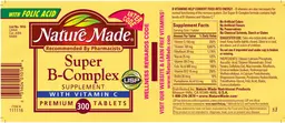Label for Super B-Complex Supplement With Vitamin C