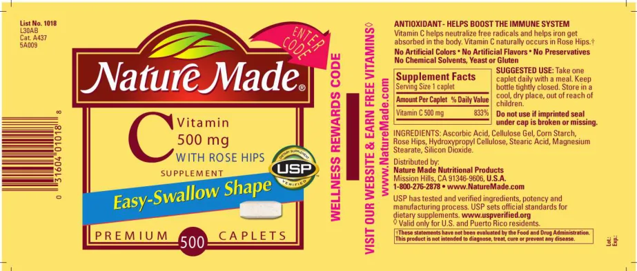 Label for Vitamin C 500 mg Supplement