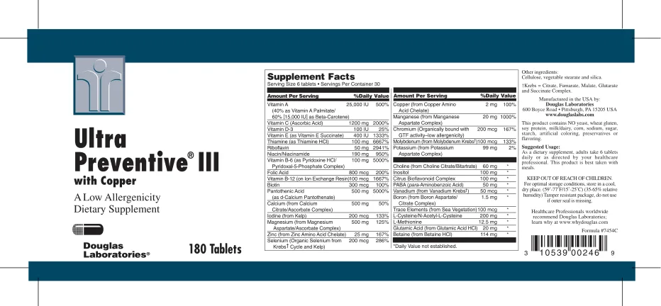 Label for Ultra Preventive III With Copper
