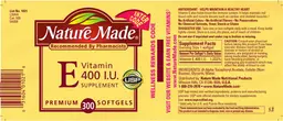 Label for Vitamin E 400 IU Supplement