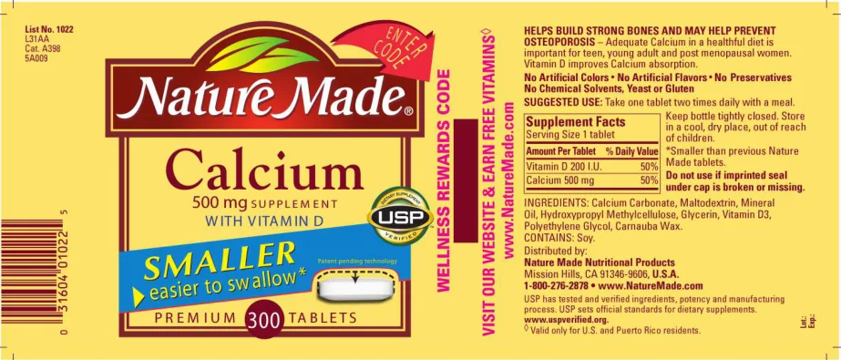 Label for Calcium 500 mg Supplement