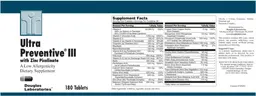 Label for Ultra Preventive III With Zinc Picolinate