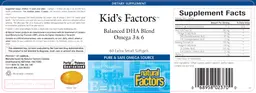 Label for Kid's Factors Balanced DHA Blend Omega 3 & 6