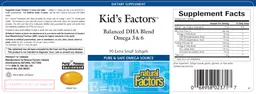 Label for Kid's Factors Balanced DHA Blend Omega 3 & 6