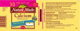 Label for Calcium 500 mg Supplement