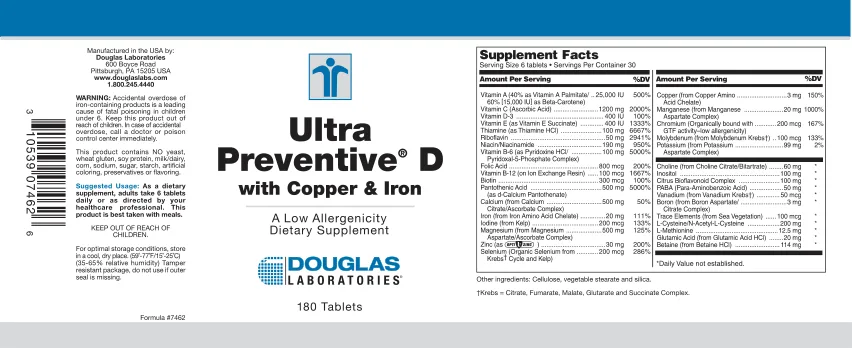 Label for Ultra Preventive D With Copper & Iron