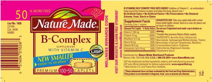 Label for B-Complex Supplement With Vitamin C