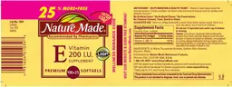 Label for Vitamin E 200 IU Supplement
