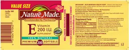 Label for Vitamin E 200 IU Supplement