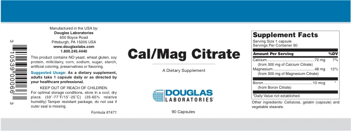 Label for Cal/Mag Citrate