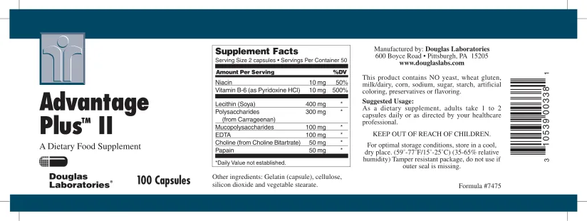 Label for Advantage Plus II