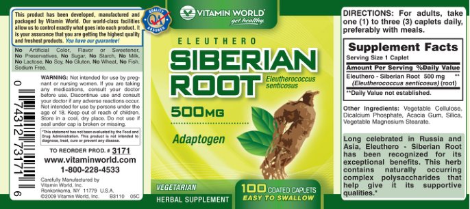 Eleuthero Siberian Root 500 mg