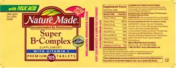 Label for Super B-Complex Supplement With Vitamin C