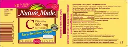 Label for Vitamin C 500 mg Supplement