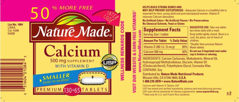 Label for Calcium 500 mg Supplement