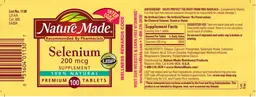 Label for Selenium 200 mcg Supplement