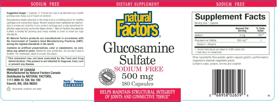Label for Glucosamine Sulfate Sodium Free 500 mg