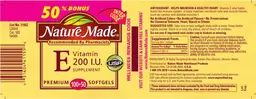 Label for Vitamin E 200 IU Supplement