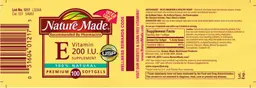 Label for Vitamin E 200 IU Supplement
