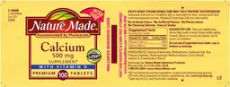 Label for Calcium 500 mg Supplement with Vitamin D
