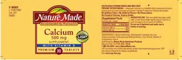 Label for Calcium 500 mg Supplement With Vitamin D