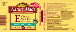 Label for Vitamin E 400 IU Supplement