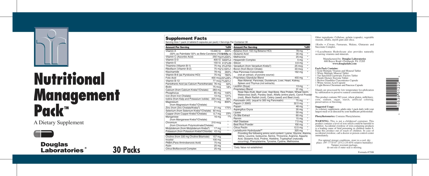 Label for Nutritional Management Pack
