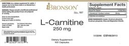 Label for L-Carnitine 250 mg