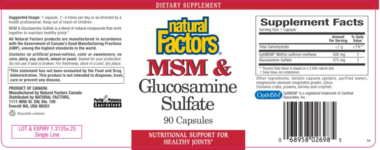 Label for MSM & Glucosamine Sulfate