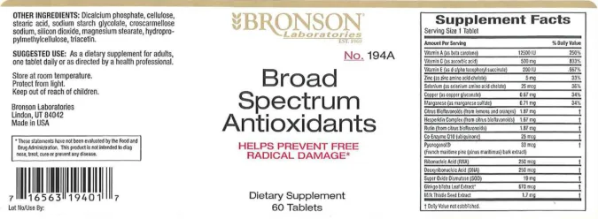Label for Broad Spectrum Antioxidants
