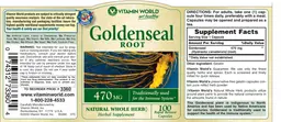 Label for Goldenseal Root 470 mg