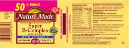 Label for Super B-Complex Supplement With Vitamin C