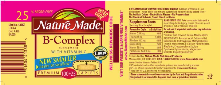 Label for B-Complex Supplement With Vitamin C
