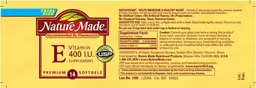 Label for Vitamin E 400 IU Supplement