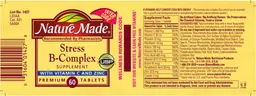 Label for Stress B-Complex Supplement With Vitamin C And Zinc