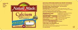 Label for Calcium 600 mg Supplement With Vitamin D
