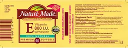 Label for Vitamin E 800 IU Supplement