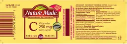 Label for Vitamin C 250 mg Supplement