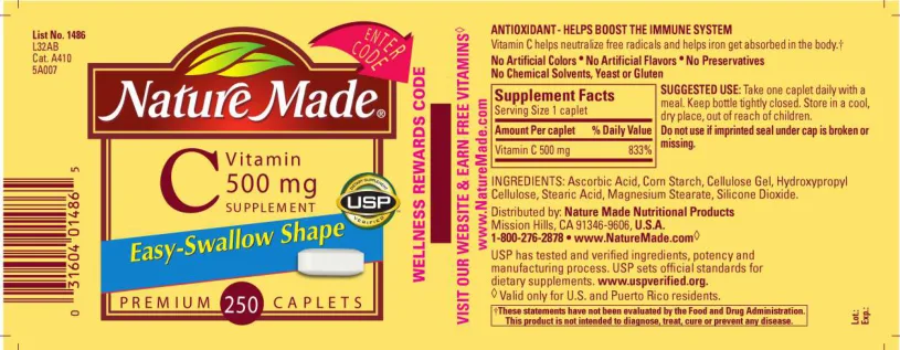 Label for Vitamin C 500 mg