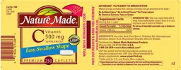 Label for Vitamin C 500 mg