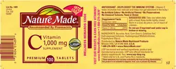 Label for Vitamin C 1,000 mg