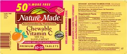 Label for Chewable Vitamin C 500 mg Supplement