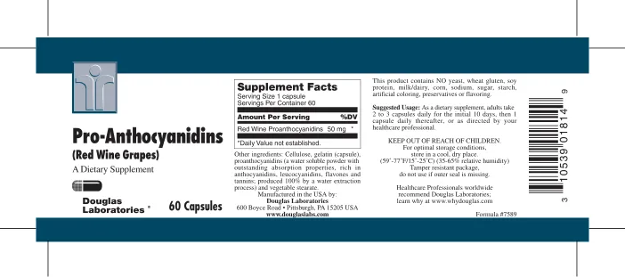 Label for Pro-Anthocyanidins (Red Wine Grapes)