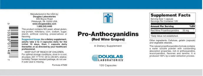 Label for Pro-Anthocyanidins (Red Wine Grapes)