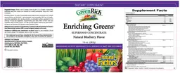 Label for GreenRich Enriching Greens Natural Blueberry Flavor