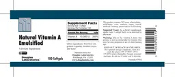 Label for Natural Vitamin A Emulsified