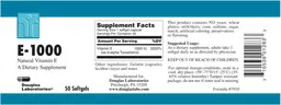 Label for E-1000 Natural Vitamin E
