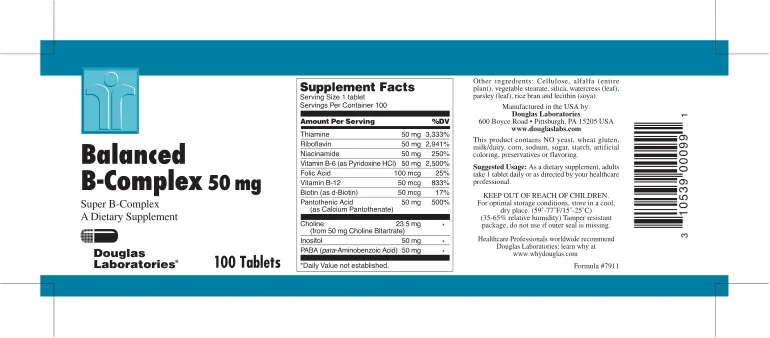 Label for Balanced B-Complex 50 mg Super B-Complex