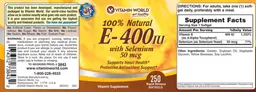 100% Natural E-400 IU With Selenium 50 mcg
